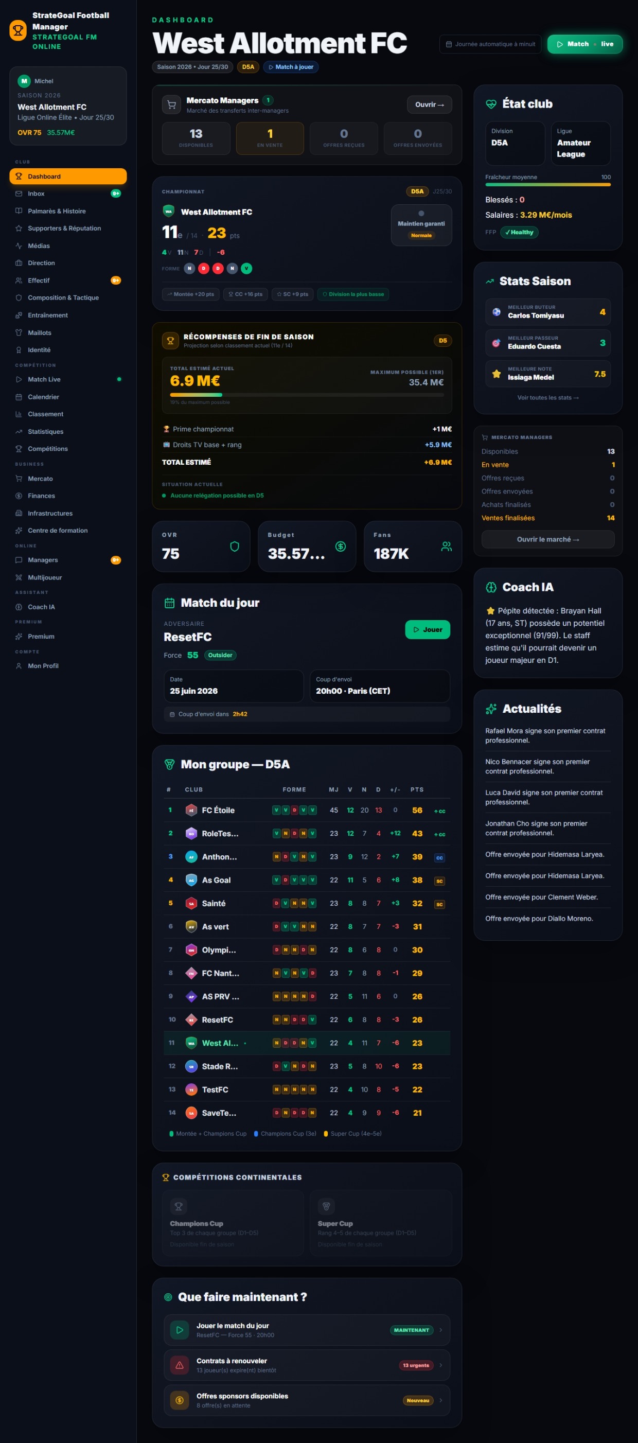 StrateGoal Football Manager